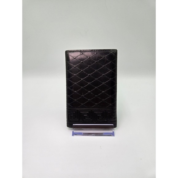 Versace Black Leather‎ Wallet Medusa Coin Logo Greek - Picture 3 of 12